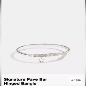 NWT Coach Silver Signature Pave Bar Hinged Bangle